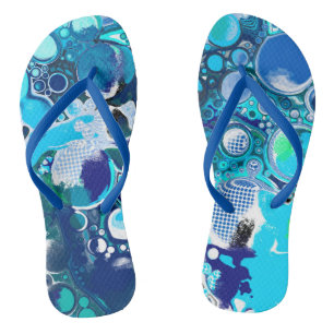 Tongs Blue Sea bulles Art Abstrait
