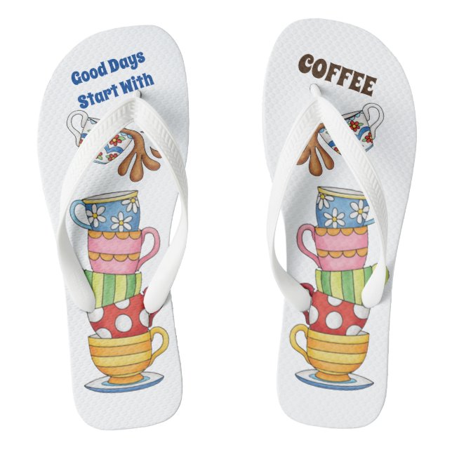 Tongs Bon Jours Commence Avec Café (Semelle)