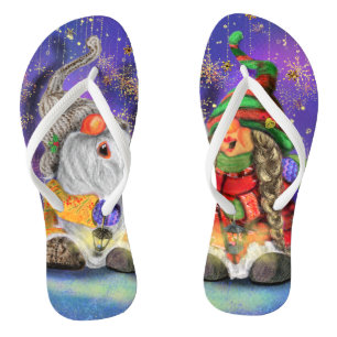 Tongs Bon Noël Gnome Flip Flops