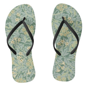 Tongs Botanique Floral Vintage Turquoise et vert