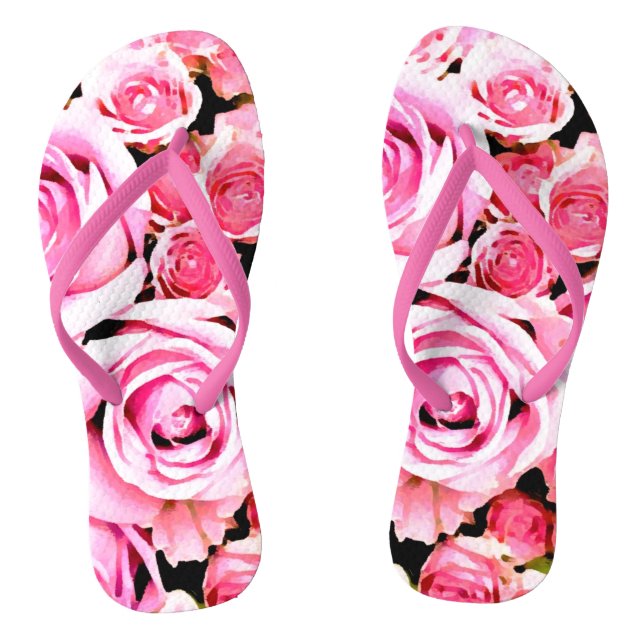 Tongs Bouquet de roses roses (Semelle)