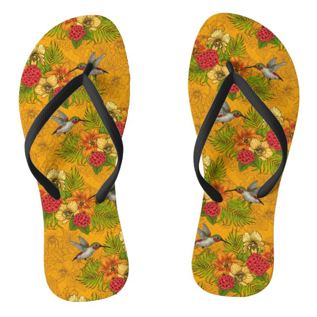 Tongs Bouquet tropical et colibris 2 (Semelle)