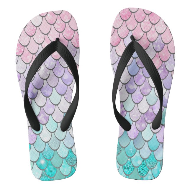 Tongs Bridal Beach Flip Flops, Pastel Mermaid Scales (Semelle)
