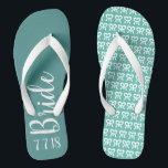 Tongs Bride Mariage personnalisé Turquoise Flops<br><div class="desc">Nos tongs de mariée personnalisés sont conçus avec plaisir à l'esprit pour que la mariée soit. Créez vos tongs personnalisés pour commémorer votre jour de mariage. Idéal pour les douches nuptiales,  les fêtes de bachelorette et les mariages sur la plage !</div>
