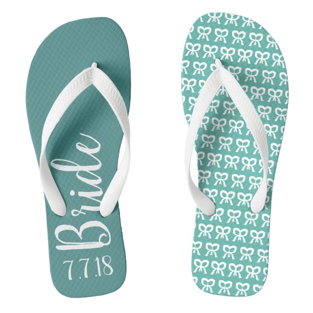 Tongs Bride Mariage personnalisé Turquoise Flops (Semelle)