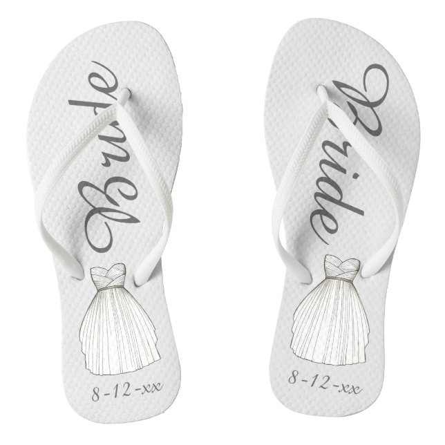 Tongs BRIDE White Princesse Mariage robe Gown Flip Flops (Semelle)
