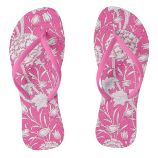Tongs Bright rose & blanc tendance Vintage floral