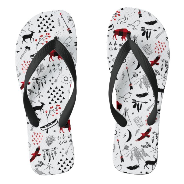 Tongs Buffalo Adventures Black and Red Plaid ID599 (Semelle)