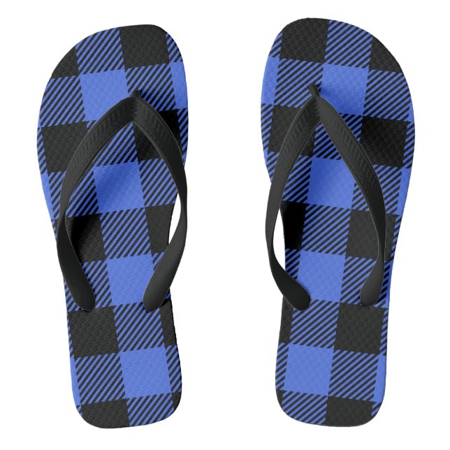 Tongs Buffalo Check Blue & Black Lumberjack Plaid Decor (Semelle)