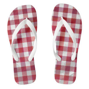 Tongs Buffalo plaid rouge et blanc