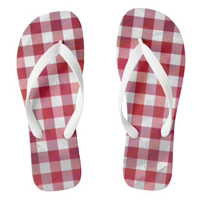Tongs Buffalo plaid rouge et blanc (Semelle)