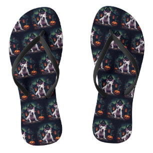 Tongs Bull Terrier Citrouilles Halloween Épouvantable