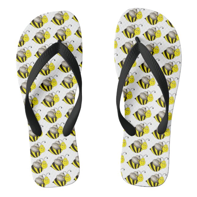 Tongs Bumble Bumble Bee Bumblebee Yellow Black Bees Impr (Semelle)