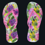 Tongs Burgundy pink Floral Garland Rescheduled Wedding<br><div class="desc">Belle élégante couleur rose lilas aquarelle florale</div>