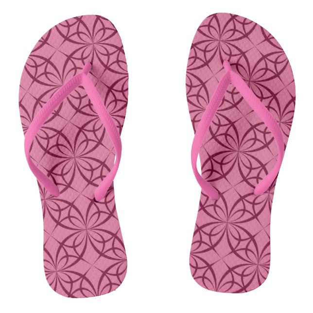 Tongs Burgundy Rose Motif Courbe Plage (Semelle)