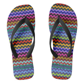 Tongs Burlap Coloré Chevron Stripes Motif #9