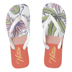 Tongs Cadeau de monogramme unique adorable, floral mode