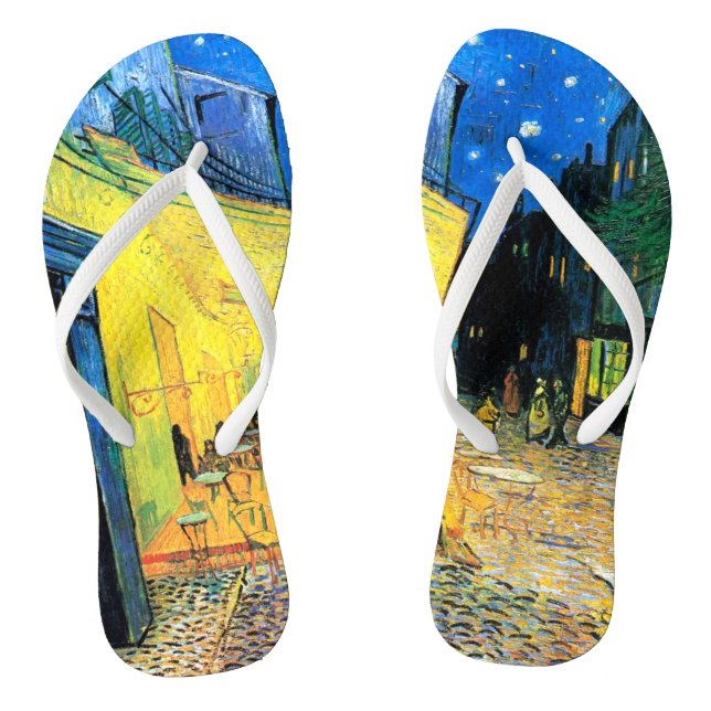 Tongs Café Terrasse à la nuit (1888) Van Gogh Art (Semelle)