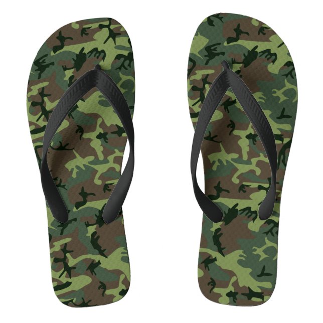 Tongs Camouflage Camo Green Motif Brown (Semelle)