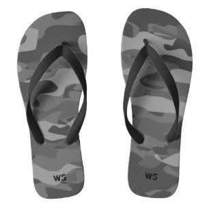 Tongs Camouflage de l'armée noire et blanche monogramme 