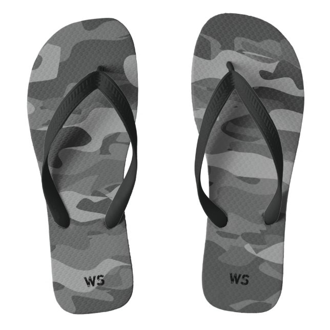 Tongs Camouflage de l'armée noire et blanche monogramme  (Semelle)