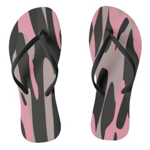Tongs Camouflage rose et noir Abstrait