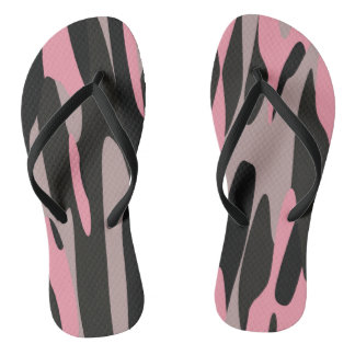 Tongs Camouflage rose et noir Abstrait