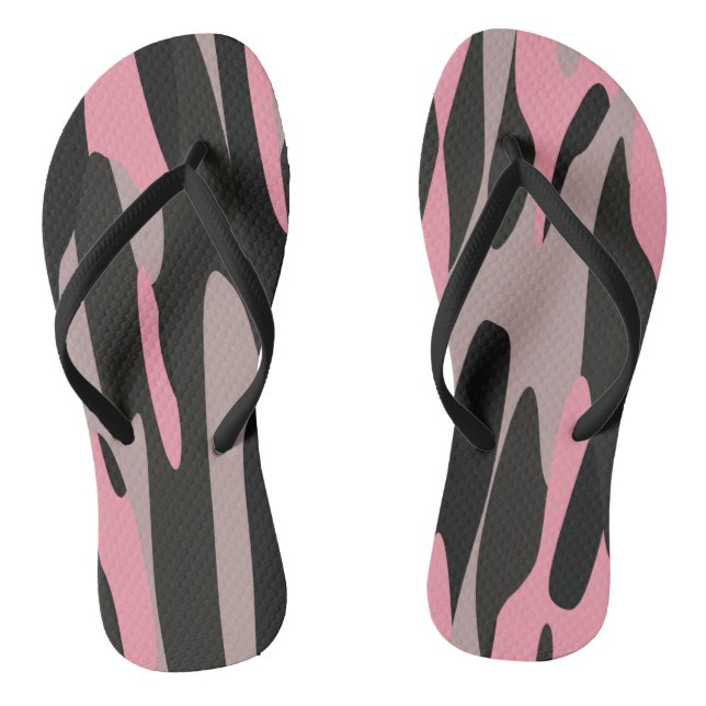 Tongs Camouflage rose et noir Abstrait (Semelle)