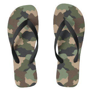 Tongs Camouflage Woodland Camo Militaire Kaki Tan Black