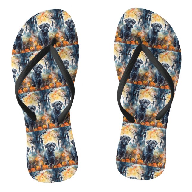Tongs Cane Corso d'Halloween avec citrouilles effrayant (Semelle)