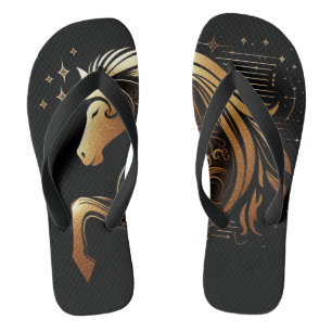 Tongs Capricorne Zodiaque Cheval en Or Astrologie