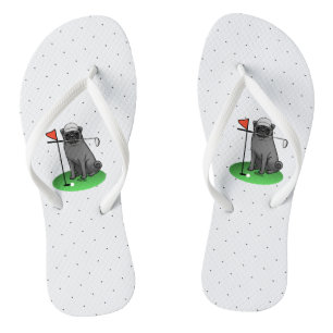 Tongs Carlin de golf Jouer Golf (noir) mignon chien drôl