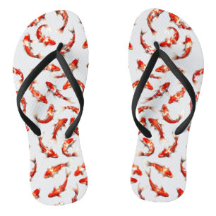 Tongs Carpe chance flottante, koi rouge et blanc aquarel