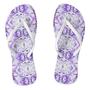 Tongs Carreaux violets - mosaïque, style grec,