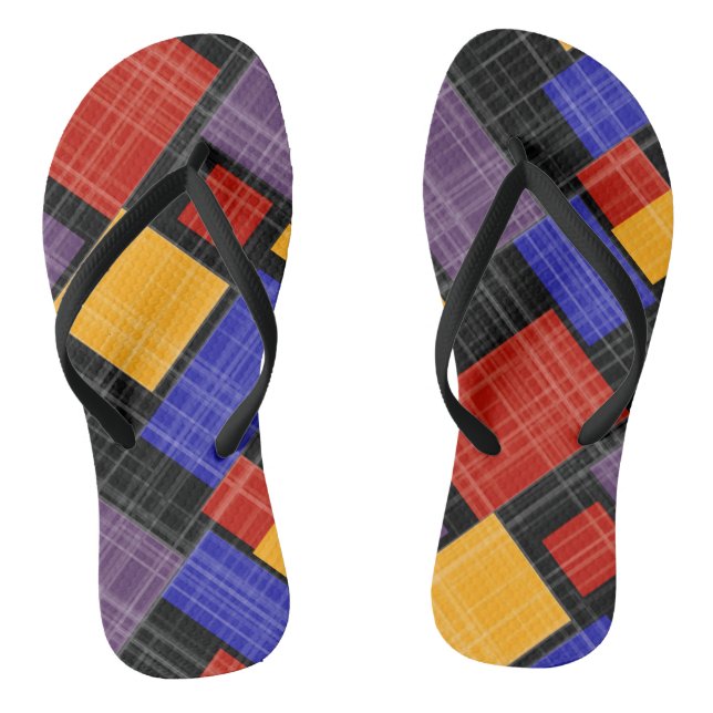 Tongs Carrés géométriques sans à damiers plaid (Semelle)