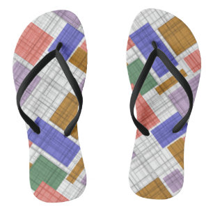 Tongs Carrés géométriques sans à damiers plaid