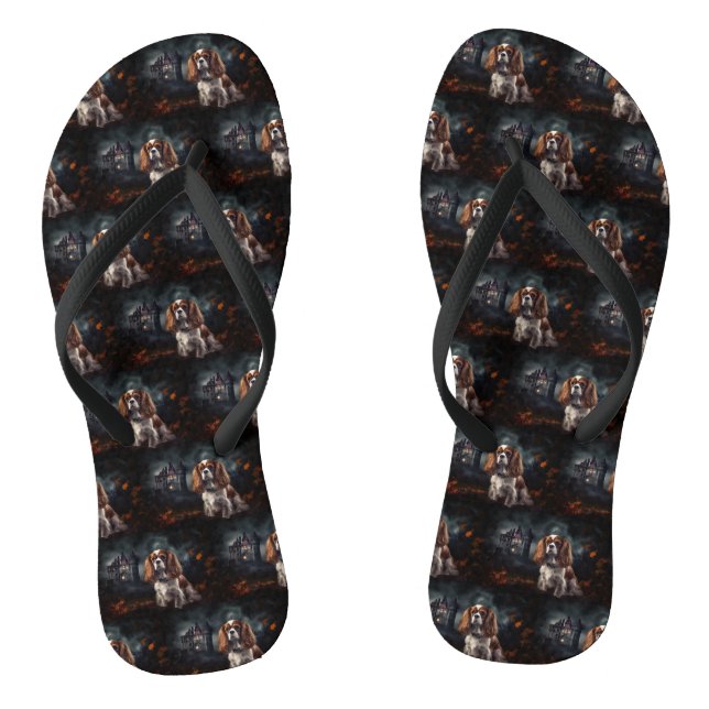Tongs Cavalier King Charles Spaniel Halloween Épouvantab (Semelle)