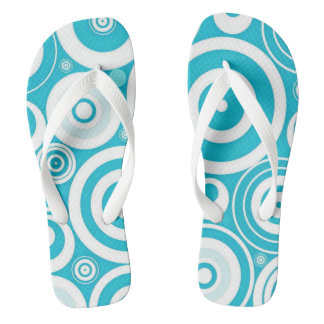 Tongs Cercles blancs et turquoise