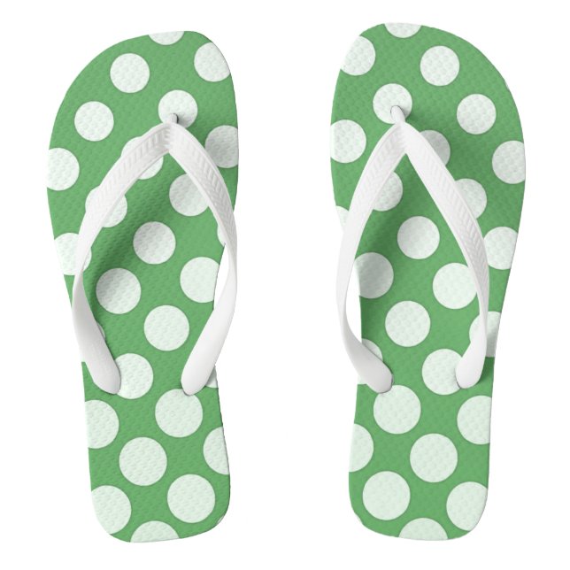 Tongs Cercles blancs larges en cascade vert citron (Semelle)