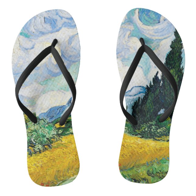 Tongs Champ de blé avec cyprès de Vincent Van Gogh (Semelle)