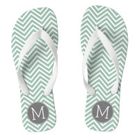 Charbon et menthe vert Chevrons sur mesure Monogra