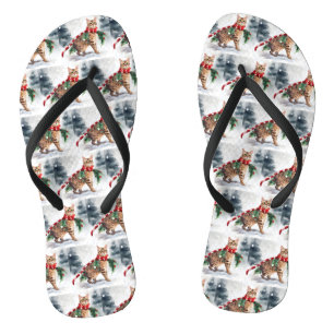 Tongs Chat Bengal dans Noël enneigé