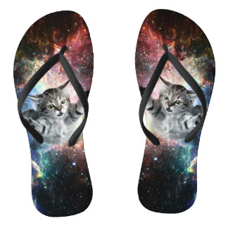 Tongs Chat drôle dans l'espace