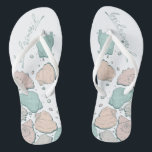 Tongs CHAUSSURES mariages | Coquillages modernes Corail<br><div class="desc">Jolie conception corallienne et coquillage turquoise. Calligraphie manuscrite qui dit demoiselle d'honneur - parfait pour la demoiselle d'honneur à porter sur la plage pour une cérémonie de mariage à la plage. Conception créée pour TheBarefootBride™ par © WhimsicalArtwork™. Il fait partie d'une collection de papeterie mariage avec accessoires mariages assortis également...</div>