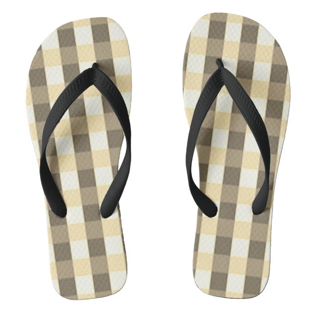 Tongs Chèque Motif Brown Sandales Tan Flip Flops (Semelle)
