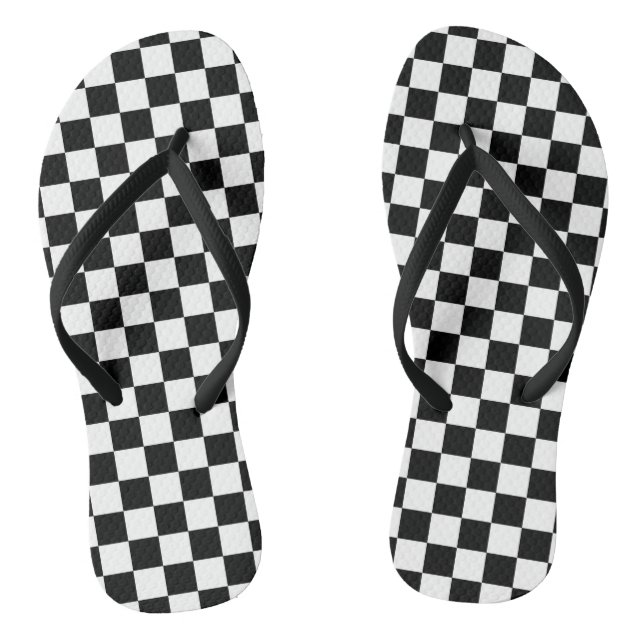 Tongs Chèques-chèques noirs et blancs à la plage (Semelle)
