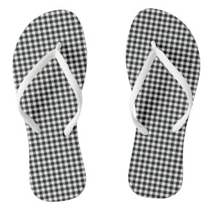 Tongs Chèques de petite taille en noir et blanc En vichy