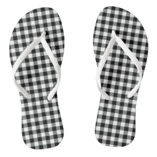 Tongs Chèques de taille moyenne en noir et blanc En vich