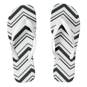 Tongs Chevron blanc et noir