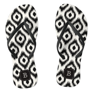 Tongs Chic chic noir diamant ivoire Ikat Monogramme